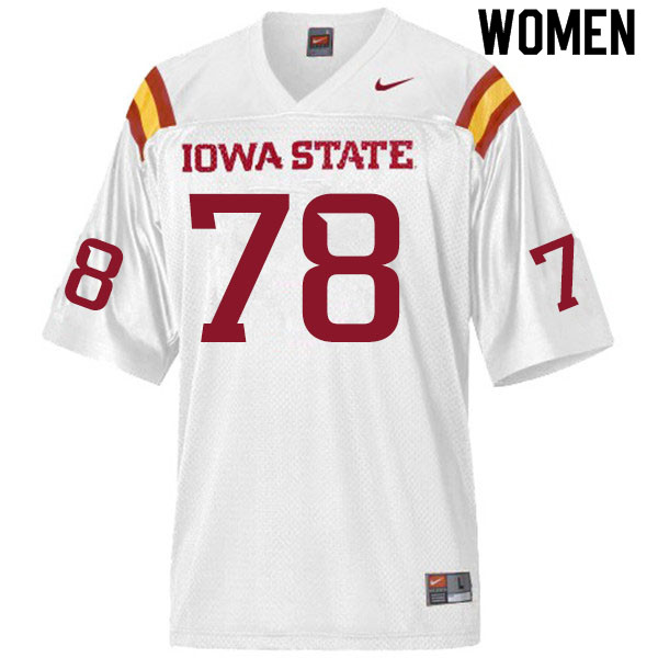 Women #78 Jeremiah Marlin Iowa State Cyclones College Football Jerseys Sale-White